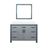 Lexora Ziva 48" Dark Grey Single Vanity Cabinet, Cultured Marble Top, White Square Sink and 34" Mirror