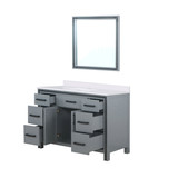 Lexora Ziva 48" Dark Grey Single Vanity Cabinet, Cultured Marble Top, White Square Sink and 34" Mirror
