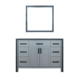 Lexora Ziva 48" Dark Grey Single Vanity Cabinet, no Top and 34" Mirror