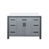 Lexora Ziva 48" Dark Grey Single Vanity Cabinet, Cultured Marble Top, White Square Sink and no Mirror