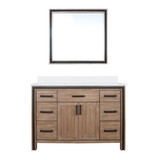 Lexora Ziva 48" Rustic Barnwood Single Vanity Cabinet, Cultured Marble Top, White Square Sink and 34" Mirror