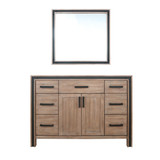Lexora Ziva 48" Rustic Barnwood Single Vanity Cabinet, no Top and 34" Mirror