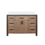 Lexora Ziva 48" Rustic Barnwood Single Vanity Cabinet, Cultured Marble Top, White Square Sink and no Mirror