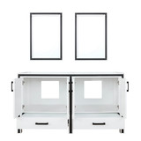 Lexora Ziva 60" White Double Vanity, no Top and 22" Mirrors