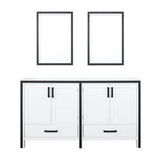 Lexora Ziva 60" White Double Vanity Cabinet, no Top and 22" Mirrors