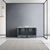 Lexora Ziva 60" Dark Grey Double Vanity, Cultured Marble Top, White Square Sink and no Mirror