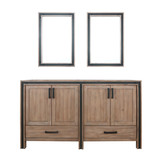 Lexora Ziva 60" Rustic Barnwood Double Vanity Cabinet, no Top and 22" Mirrors
