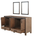 Lexora Ziva 60" Rustic Barnwood Double Vanity Cabinet, no Top and 22" Mirrors