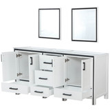 Lexora Ziva 72" White Double Vanity Cabinet, no Top and 30" Mirrors