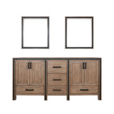 Lexora Ziva 72" Rustic Barnwood Double Vanity Cabinet, no Top and 30" Mirrors