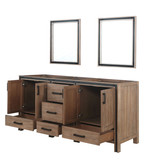 Lexora Ziva 72" Rustic Barnwood Double Vanity Cabinet, no Top and 30" Mirrors