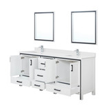 Lexora Ziva 80" White Double Vanity Cabinet, Cultured Marble Top, White Square Sink and 30" Mirrors w/ Faucet