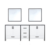 Lexora Ziva 80" White Double Vanity Cabinet, no Top and 30" Mirrors
