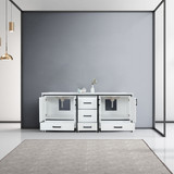 Lexora Ziva 80" White Double Vanity, Cultured Marble Top, White Square Sink and no Mirror