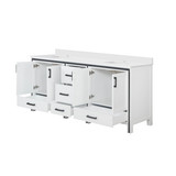 Lexora Ziva 80" White Double Vanity Cabinet, Cultured Marble Top, White Square Sink and no Mirror