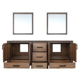 Lexora Ziva 80" Rustic Barnwood Double Vanity, no Top and 30" Mirrors