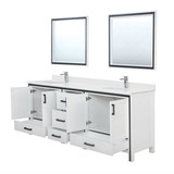 Lexora Ziva 84" White Double Vanity Cabinet, Cultured Marble Top, White Square Sink and 34" Mirrors w/ Faucet