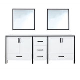 Lexora Ziva 84" White Double Vanity Cabinet, no Top and 34" Mirrors