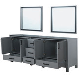 Lexora Ziva 84" Dark Grey Double Vanity Cabinet, no Top and 34" Mirrors