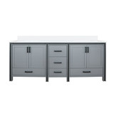 Lexora Ziva 84" Dark Grey Double Vanity Cabinet, Cultured Marble Top, White Square Sink and no Mirror