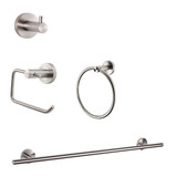 Lexora Bagno Nera 4-Piece Bathroom Accessory Set - Satin Nickel