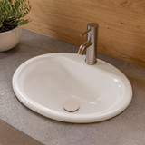 ALFI ABC802 White 21" Round Drop In Ceramic Bathroom Sink with Faucet Hole