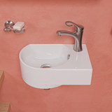 ALFI White 16" x 10" Small Wall Mounted Ceramic Sink with Faucet Hole - ABC119