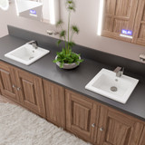 ALFI White 17" x 17" Square Drop In Ceramic Bathroom Sink with Faucet Hole - ABC801