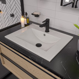ALFI White 24" x 18" Rectangular Drop In Ceramic Bathroom Sink with Faucet Hole - ABC803