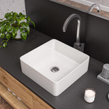 ALFI White 16" Modern Square Above Mount Ceramic Sink - ABC903-W