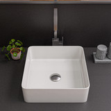 Alfi ABC903-W White 16" Modern Square Above Mount Ceramic Sink