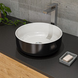 ALFI Black & White 15" Round Above Mount Ceramic Sink - ABC908