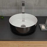 ALFI Black & White 15" Round Above Mount Ceramic Sink - ABC908