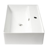 ALFI White 24" x 16" Modern Rectangular Above Mount Ceramic Sink with Faucet Hole - ABC901-W