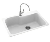 Swanstone KS03322SB.010 22 x 33 Undermount Or Drop-In Single Bowl Sink in White