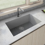 Ruvati 32 x 19 inch Granite Composite Undermount Single Bowl Kitchen Sink - Silver Gray - RVG2080GR