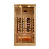 Golden Designs 1-2-Person Full Spectrum PureTech™ Near Zero EMF FAR Infrared Sauna with Himalayan Salt Bar (Canadian Hemlock) - GDI-8010-03