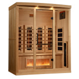 Golden Designs 4-Person Full Spectrum PureTech™ Near Zero EMF FAR Infrared Sauna with Himalayan Salt Bar (Canadian Hemlock) - GDI-8040-03