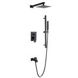 Lexora Cero Tub & Shower Faucet Set, 8" Square Rain Shower and Handheld, Matte Black