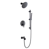 Lexora Luviah Tub & Shower Faucet Set, 8" Round Rain Shower and Handheld, Matte Black