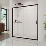 DreamLine Infinity-Z 30 in. D x 60 in. W x 76 3/4 in. H Clear Sliding Shower Door in Oil Rubbed Bronze, Left Drain and Backwalls
