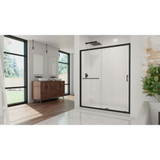 DreamLine Infinity-Z 34 in. D x 60 in. W x 74 3/4 in. H Clear Sliding Shower Door in Satin Black, Center Drain White Base