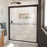 DreamLine Duet Plus 56-60 in. W x 72 in. H Semi-Frameless Bypass Sliding Shower Door in Oil Rubbed Bronze
