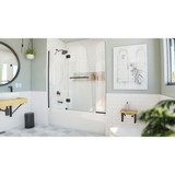 DreamLine Aqua 56-60 in. W x 58 in. H Frameless Hinged Tub Door with Extender Panel in Satin Black