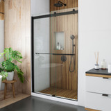 DreamLine Sapphire 44-48 in. W x 76 in. H Semi-Frameless Bypass Shower Door in Satin Black