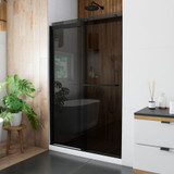 DreamLine Sapphire 44-48 in. W x 76 in. H Semi-Frameless Bypass Shower Door in Satin Black and Gray Glass