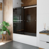 DreamLine Sapphire 56-60 in. W x 60 in. H Semi-Frameless Bypass Tub Door in Satin Black and Gray Glass