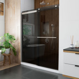DreamLine Sapphire 56-60 in. W x 76 in. H Semi-Frameless Bypass Shower Door in Brushed Nickel and Gray Glass