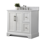 Vanity Art White 36 Inch Bathroom Vanity with Engineered Marble Top & Backsplash - VA5036-W