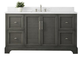 Vanity Art 60" Silver Grey Single Sink Bathroom Vanity with Engineered Marble Top & Backsplash - VA5060-SSG